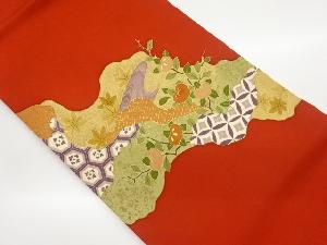 塩瀬金彩手描き道長取に橘・古典柄模様名古屋帯